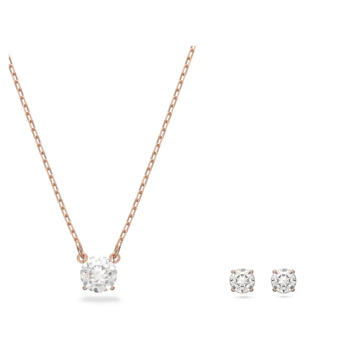 Swarovski Attract Round Set Necklace Studs White Rose gold-5616233