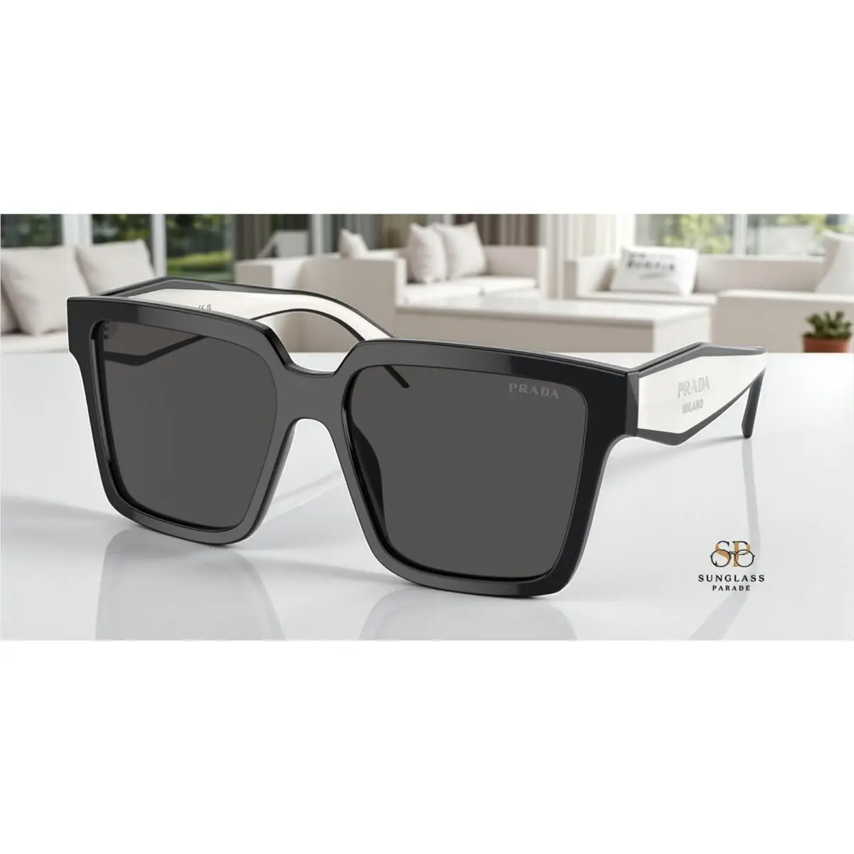 Prada PR 24ZS 1AB5S0 Black Dark Grey 56 mm Women`s Sunglasses