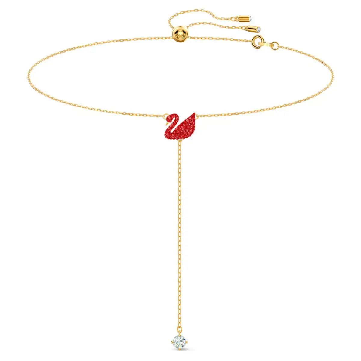 Swarovski Iconic Swan Y Necklace Swan Red Gold-tone Plated -5527408