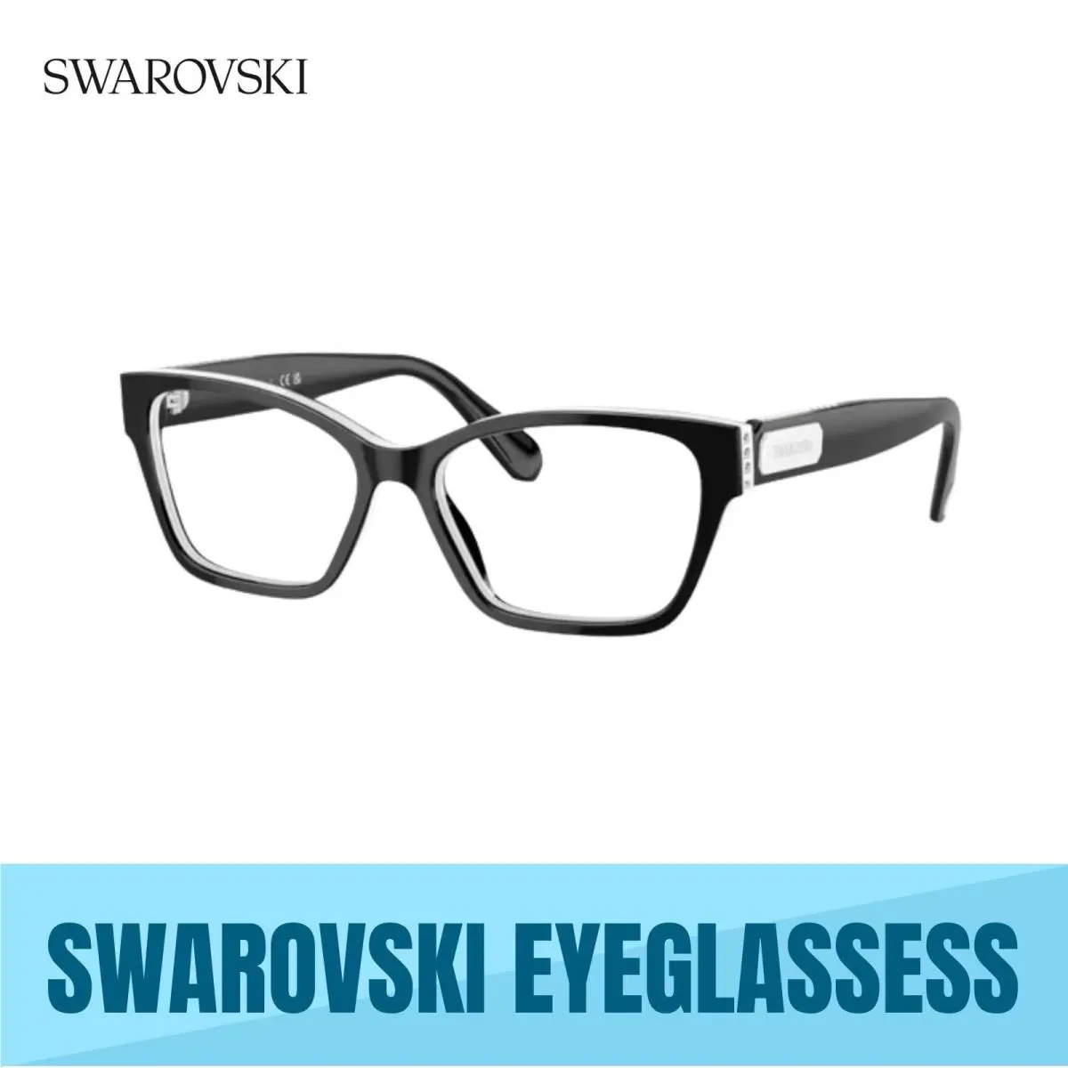 Swarovski 0SK2013 1015 Black/white - Demo Lens Eyeglasses 52MM