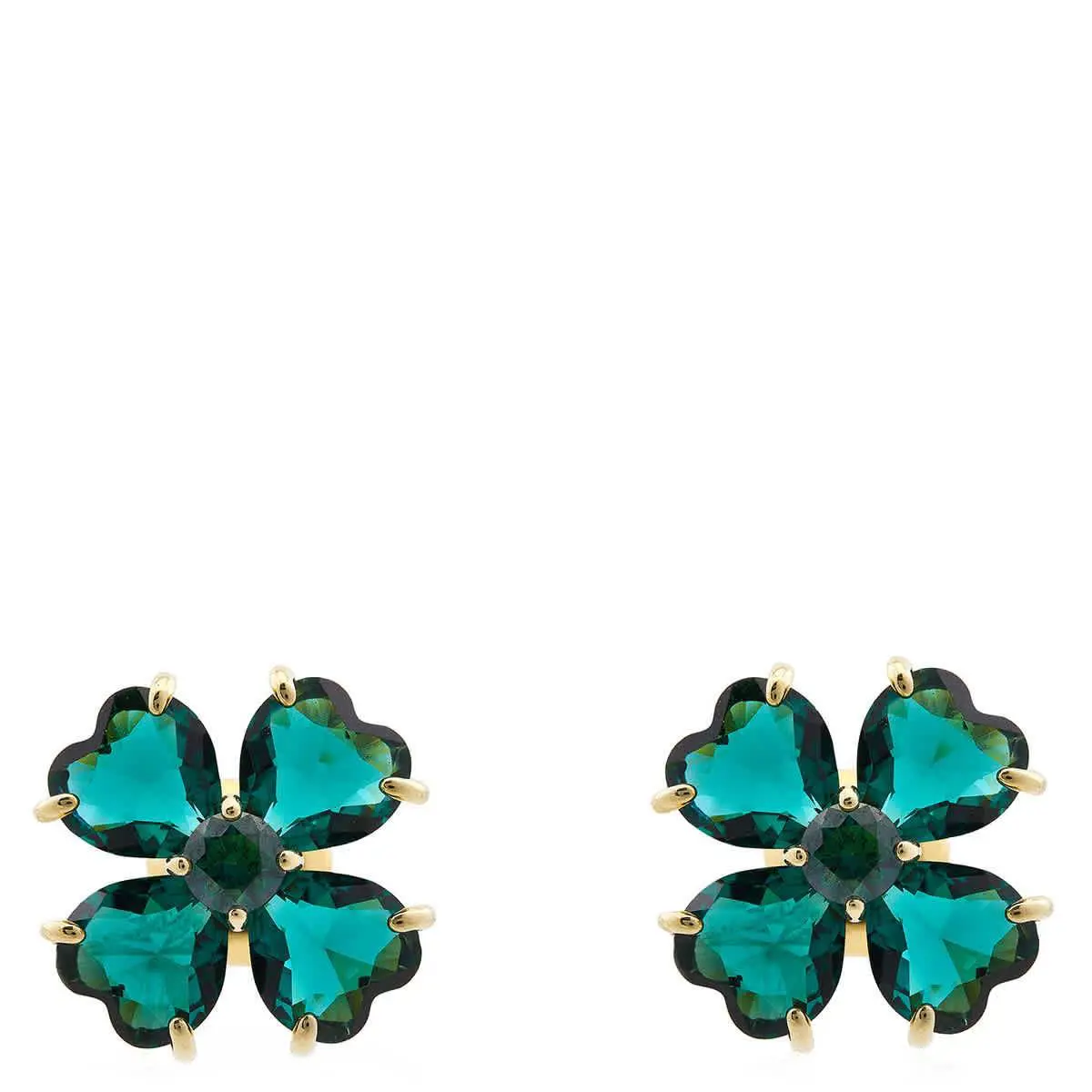 Idyllia Pierced Earrings Stud Clover Gold Shiny Green by Swarovski