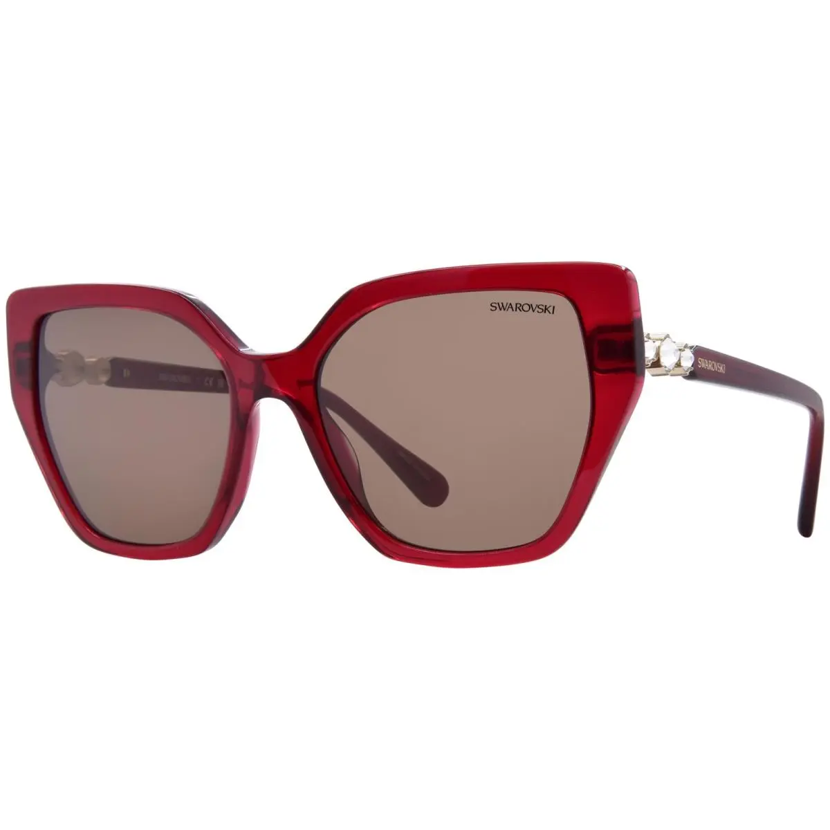 SK6016 105573 Sunglasses Women`s Transparent Burgundy/dark Brown 56mm by Swarovski