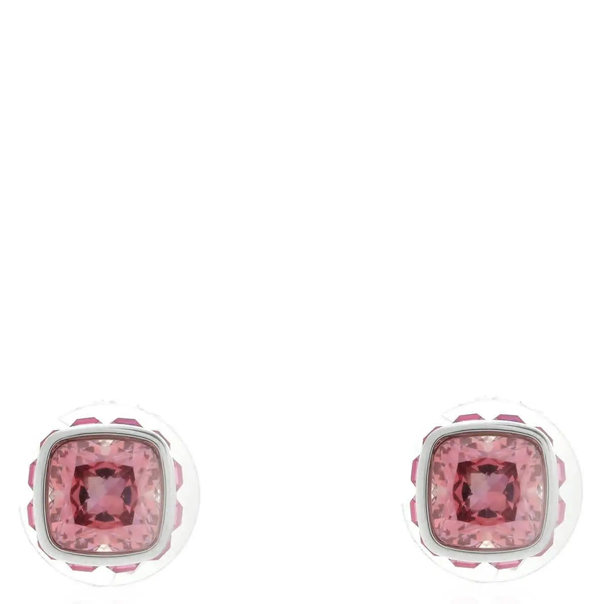Swarovski Birthstone Pierced Earrings Studs Oct Rhodium Shiny Pink