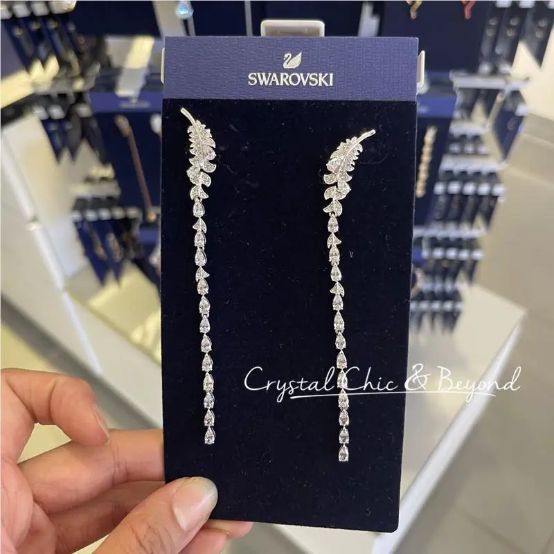 Swarovski Nice Pierced Earrings Long Feather 5493406