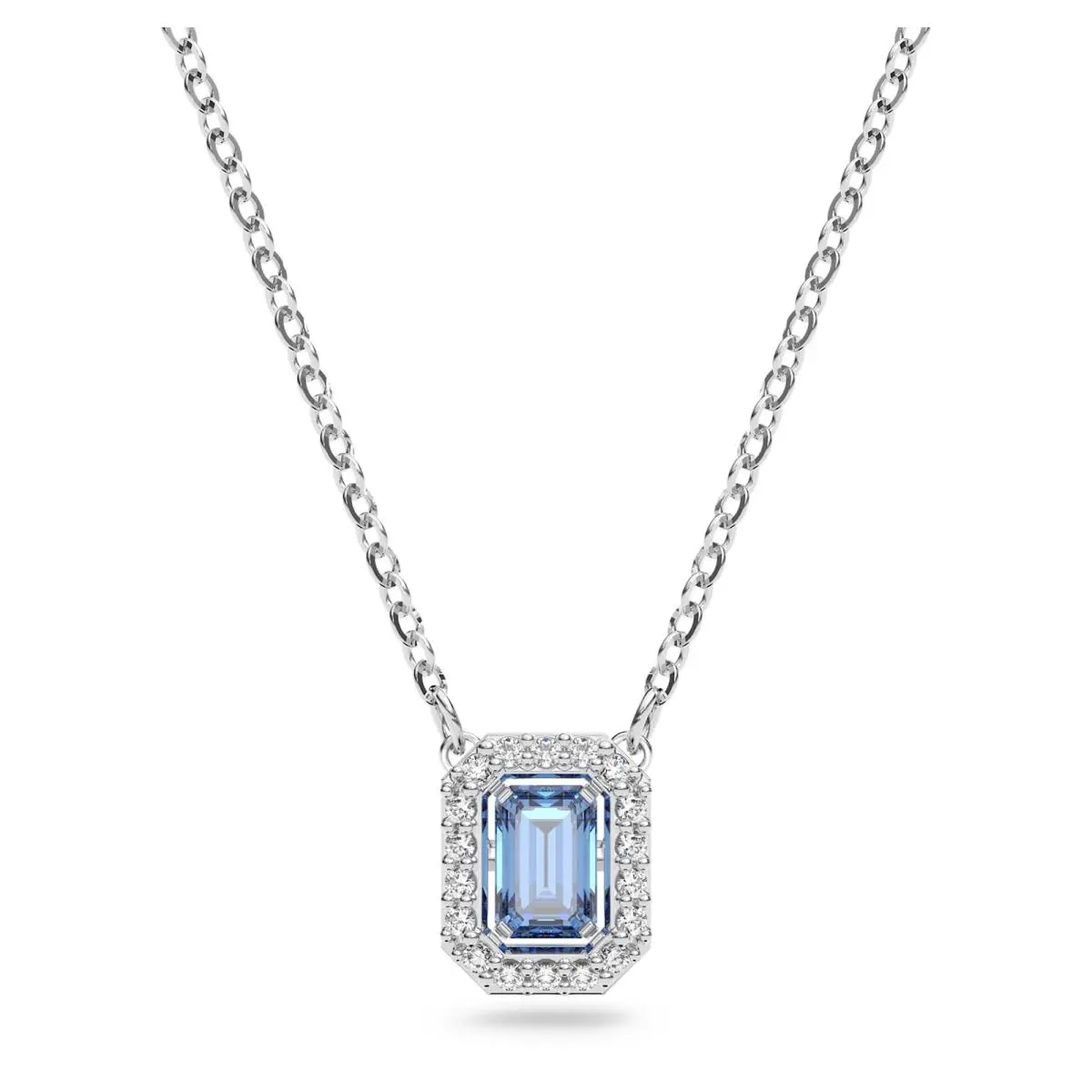 Swarovski Una Necklace Octagon Cut Blue Rhodium Plated 5614926