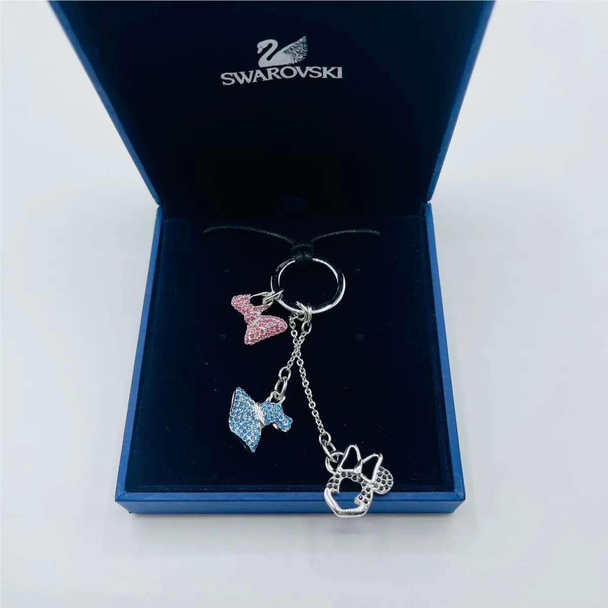 Swarovski Silver Minnie Mouse Charm Pendant Cord Necklace 872498