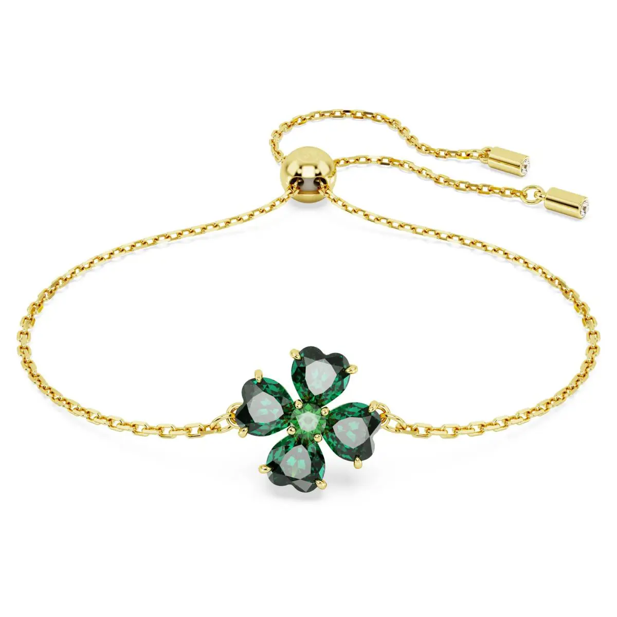 Swarovski Idyllia Bracelet Mixed Cuts Clover Green Gold-tone Plated 5666585