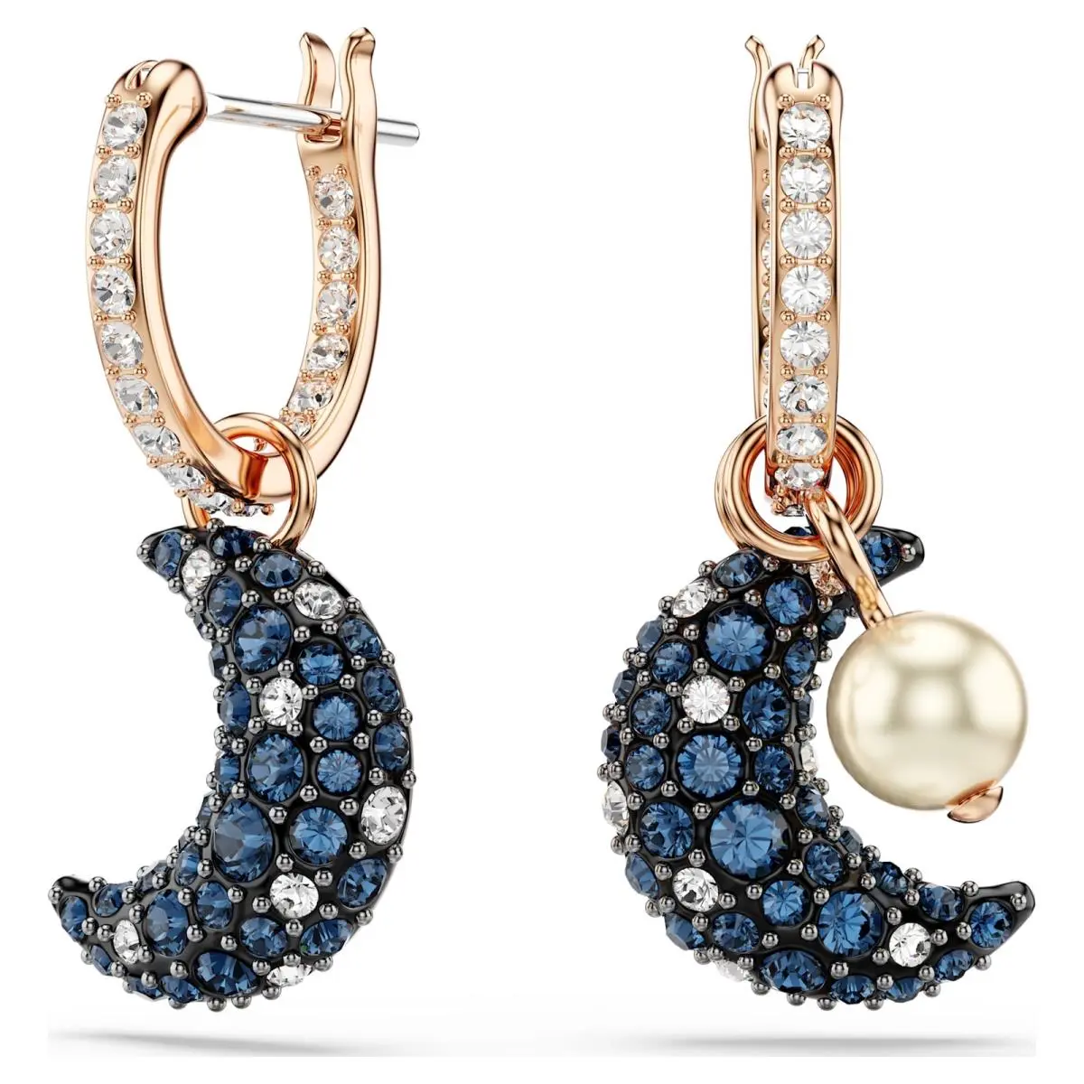 Swarovski Sublima Drop Earrings Asymmetrical Design Moon Rose Gold-tone Plated