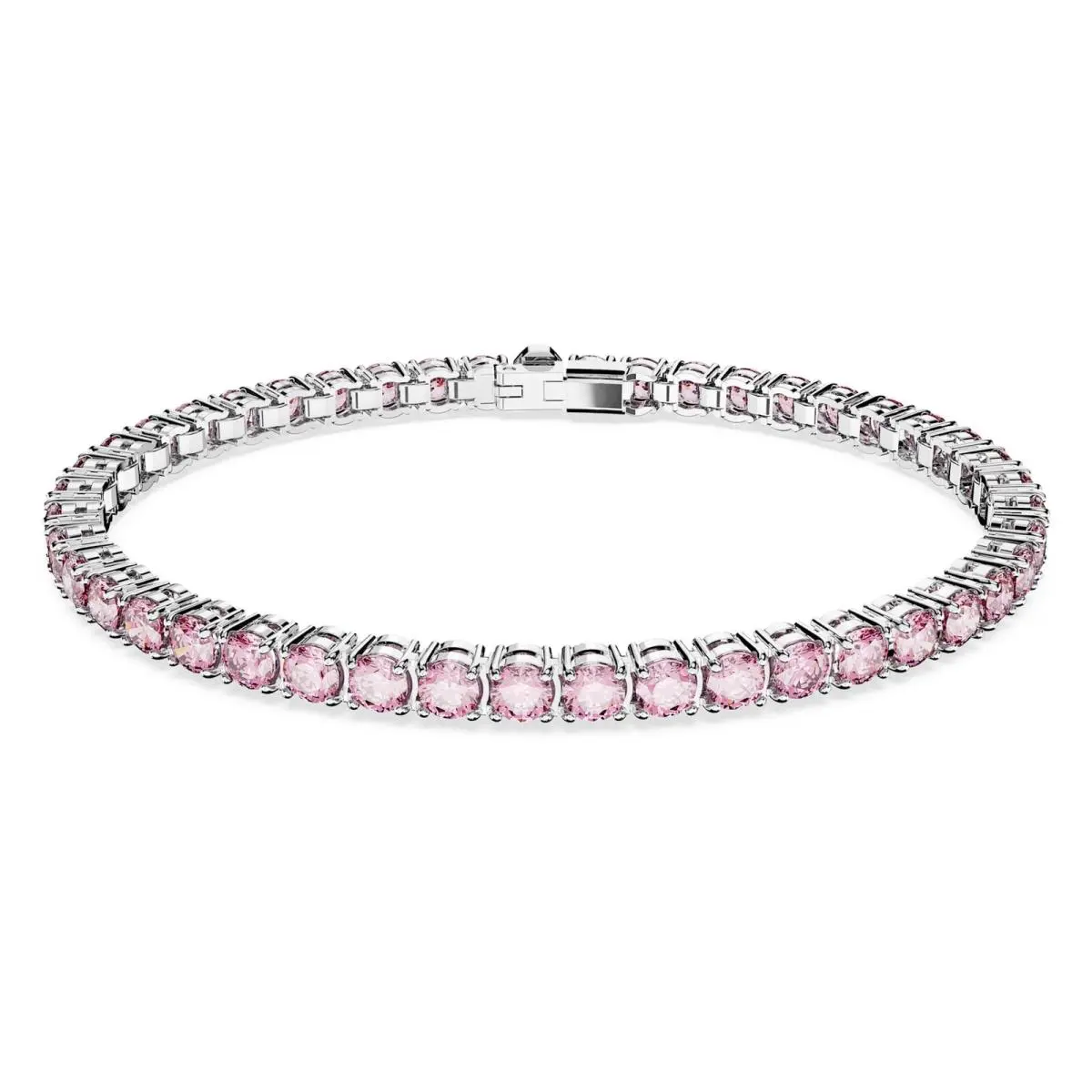 Swarovski Matrix Tennis Bracelet Round Cut Pink Rhodium Plated Medium 5648931