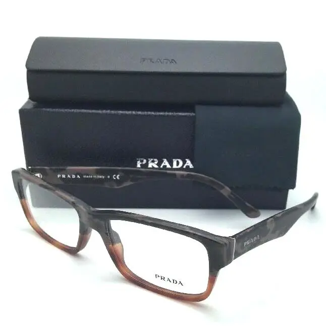 Prada Eyeglasses Vpr 16M QE1-1O1 55-16 Brown Camouflage Light Brown Frame