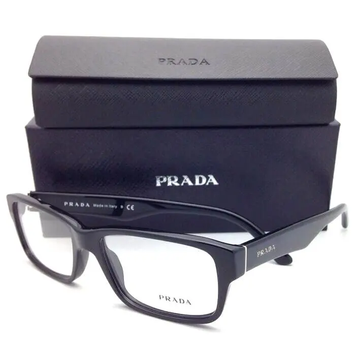 Prada Eyeglasses Vpr 16M 1AB-1O1 53-16 140 Black Rectangular Plastic Frames