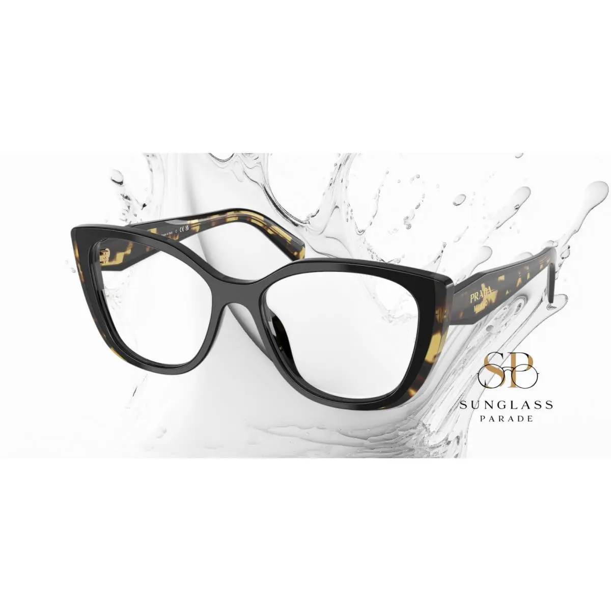 Prada PR B04V 3891O1 Black Medium Tortoise Demo Lens 53 mm Women`s Eyeglasses