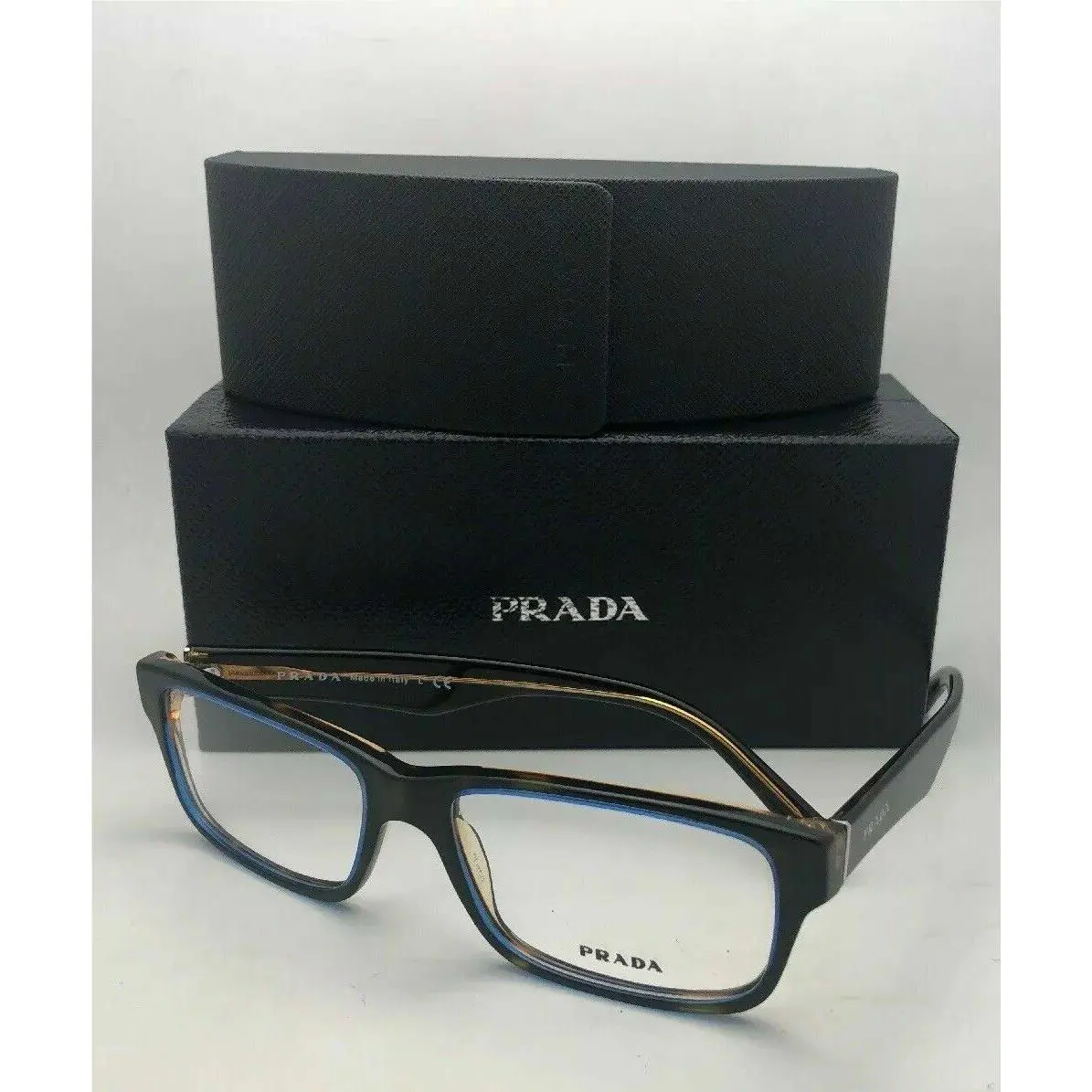 Prada Eyeglasses Vpr 16M ZXH-1O1 55-16 Brown Tortoise Blue Frames w/ Case