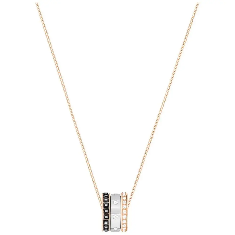 Women`s Pendant Necklace Hint Black and Clear Crystals 3 Rings 5353666 by Swarovski
