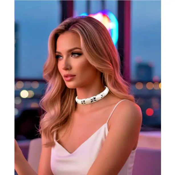 Red Carpet Swarovski Silver Rhodium Crystal Swan Monogram Choker Necklace