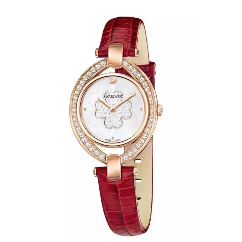 Swarovski Stella Women`s Watch Leather Strap LS Red 29 mm 5421822