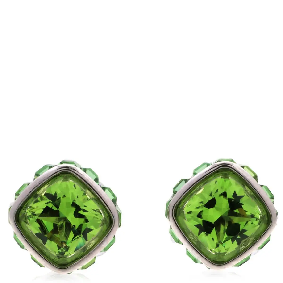 Birthstone Pierced Earrings Studs Aug Rhodium Shiny Green by Swarovski