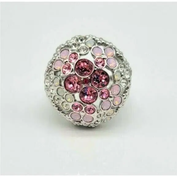 Swarovski Crystal Pink Dome Cocktail Statement Ring in Blue Box