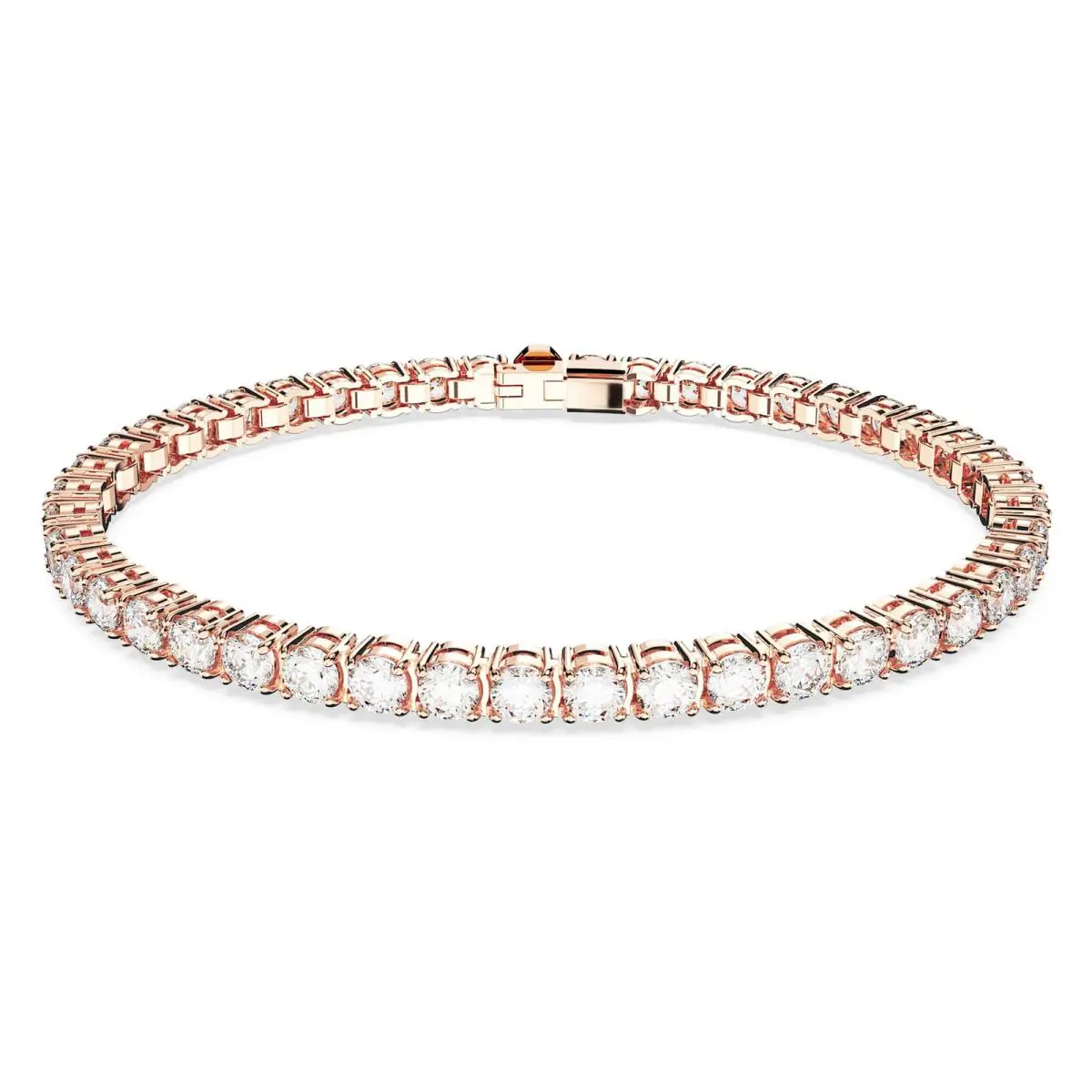 Swarovski Matrix Tennis Bracelet Size M Round Cut White Rose Gold-tone 5657659