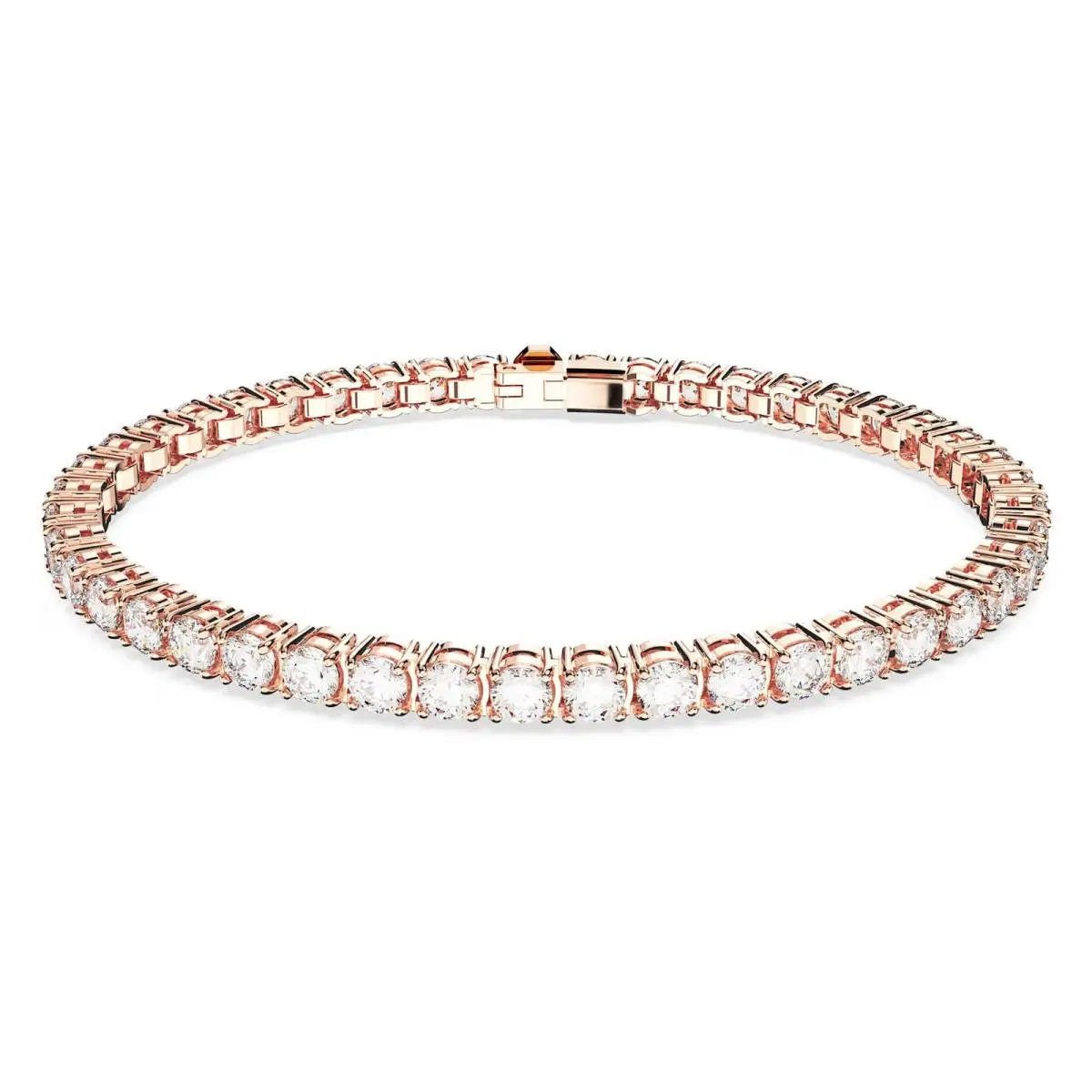 Swarovski Matrix Tennis Bracelet - Round Cut - White - Rose Gold-tone Plated - M