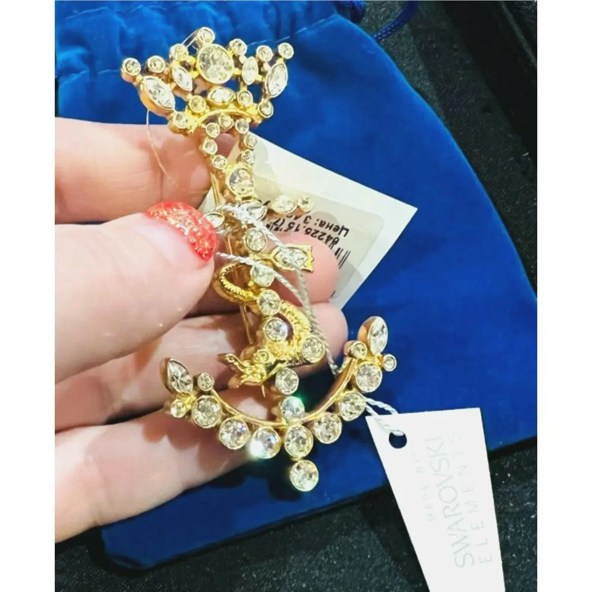 Royal Jewelry Anchor Brooch Swarovski Yatch Sailing Royal Nautical p