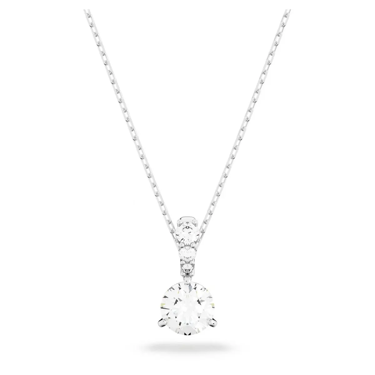 Swarovski Solitaire Pendant Necklace Round Cut White Rhodium Plated 5472635