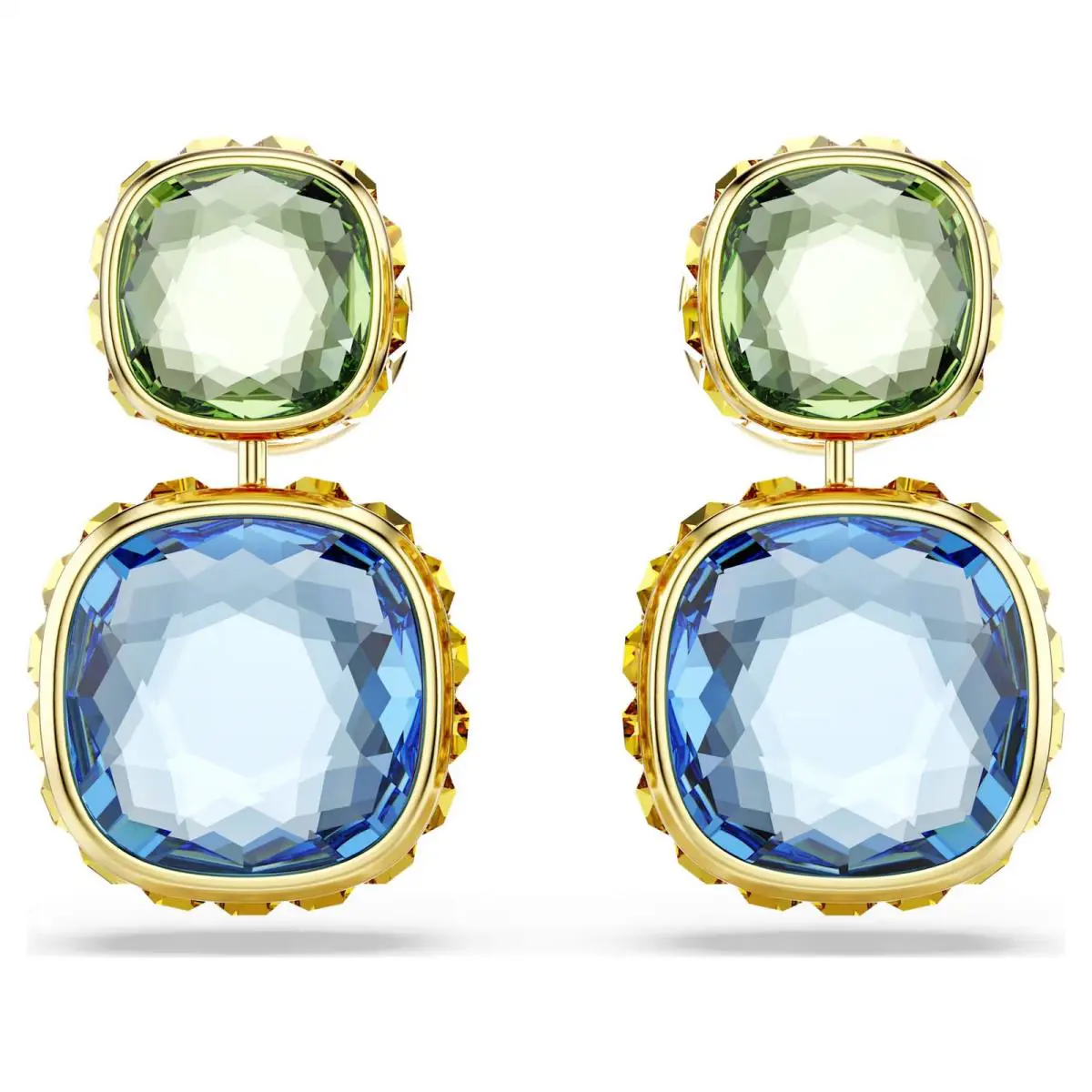 Swarovski Chroma Drop Earrings Cushion Cut Multicolored Gold-tone 5692492