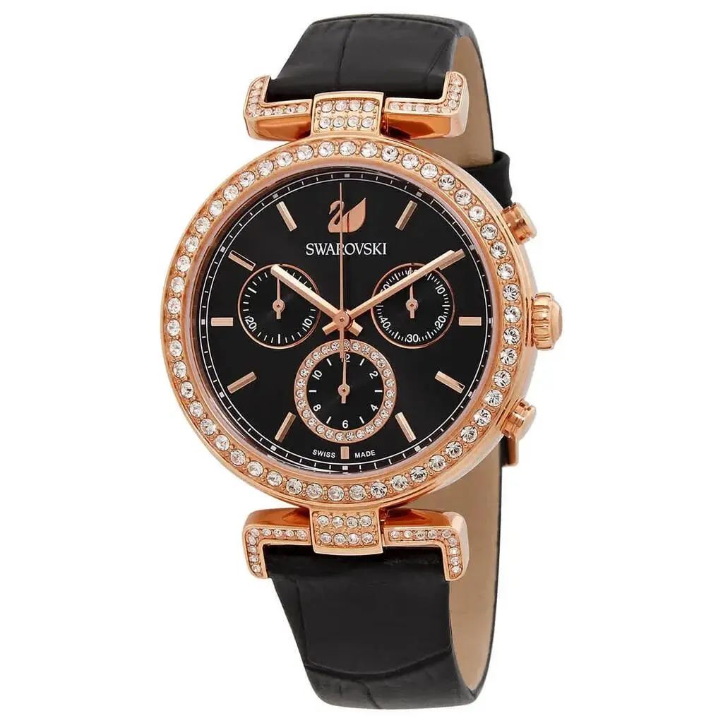 5295320 Passage Chronograph Rose Tone Black Dial Women`s Watch by Swarovski
