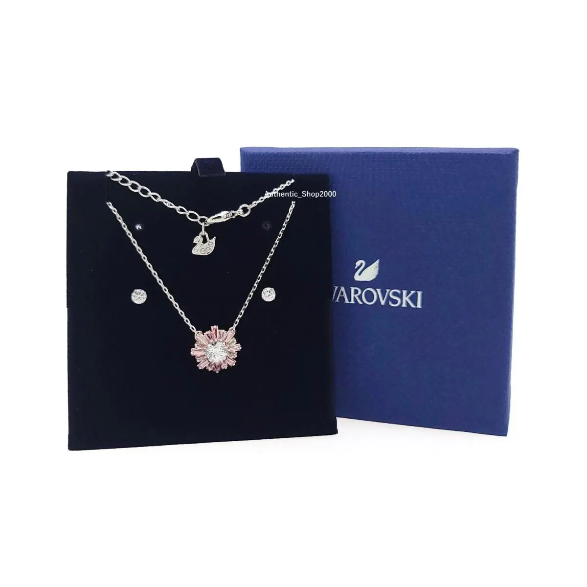 Swarovski Sparkling Pink Sunshine Pendant Necklace + Earrings Set 5642974