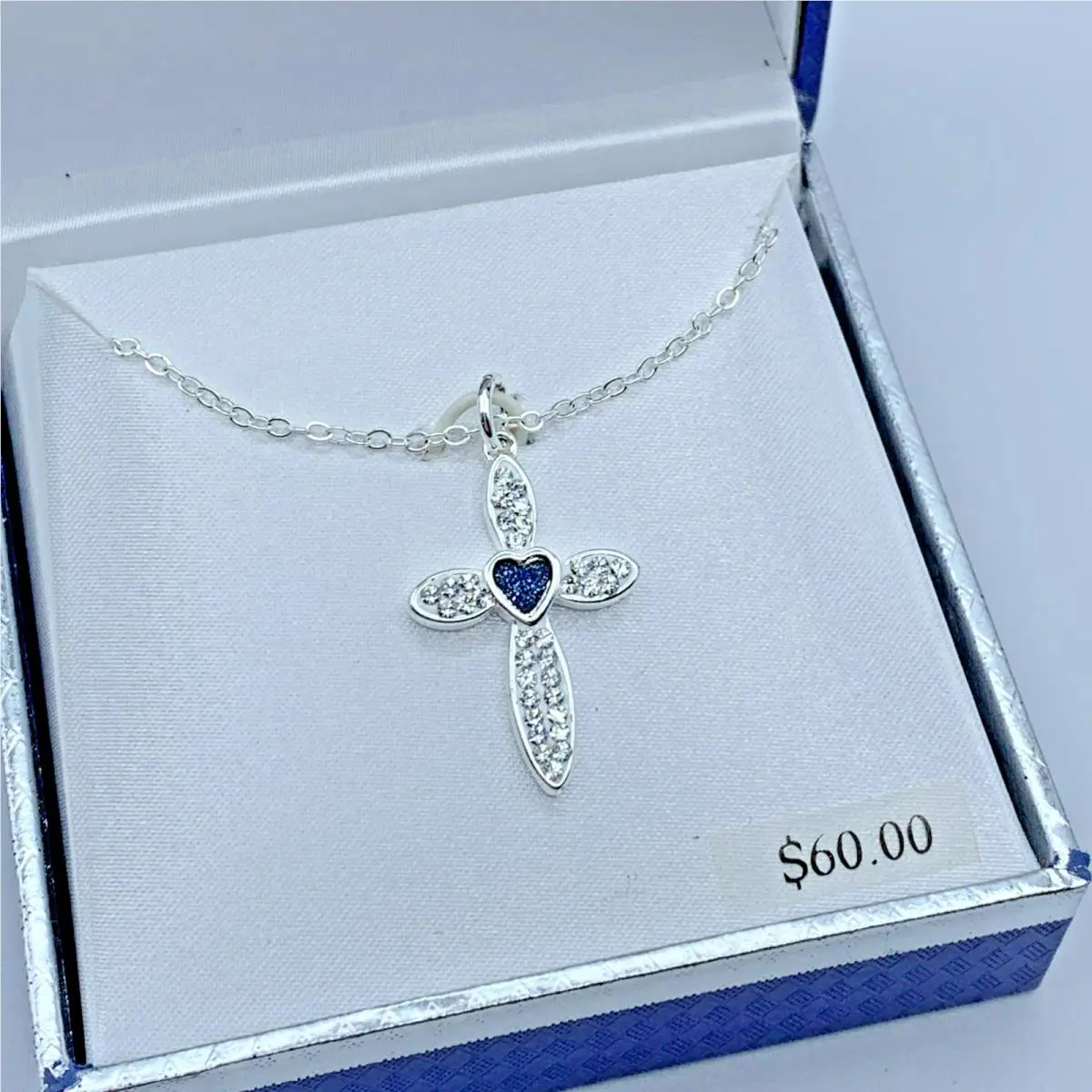Brilliance Faith Cross Pendant Necklace Swarovski Crystal Silver Tone