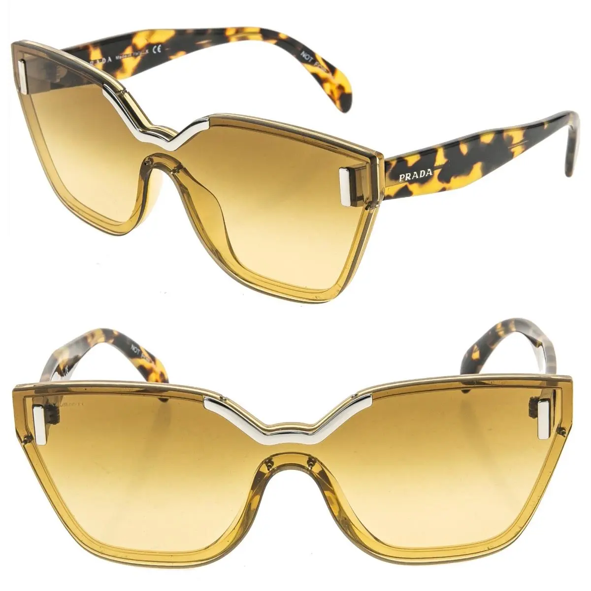 16T Hide PR16TS Yellow Havana Geometric Shield Fashion Sunglasses 16TS by Prada