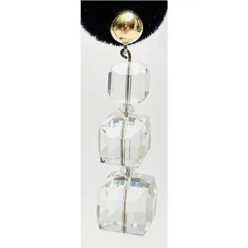 Vintage Swarovski Crystal Dangle Pierced 2” Inch Earrings Absolutely Stunning