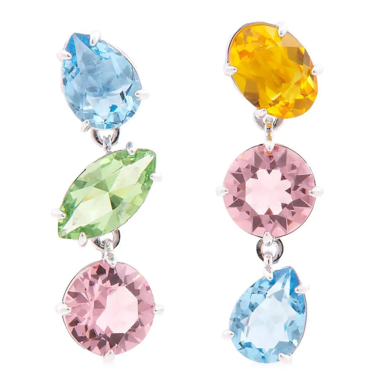 Gema Pierced Earrings Drop Rhodium Shiny Multi by Swarovski