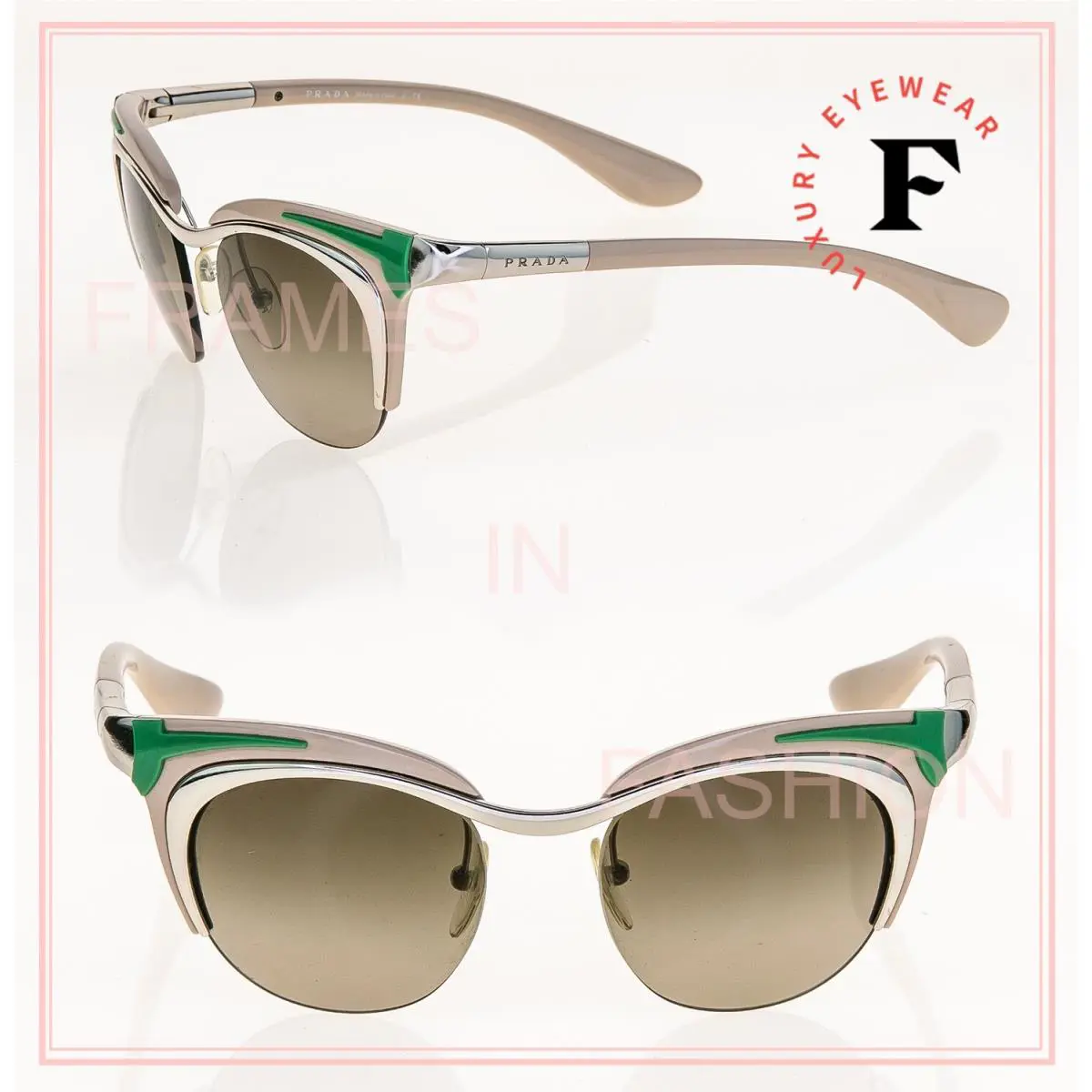 Prada Dixie Oval Retro PR61OS Silver Pink Mirror 61O Fashion Runway Sunglasses