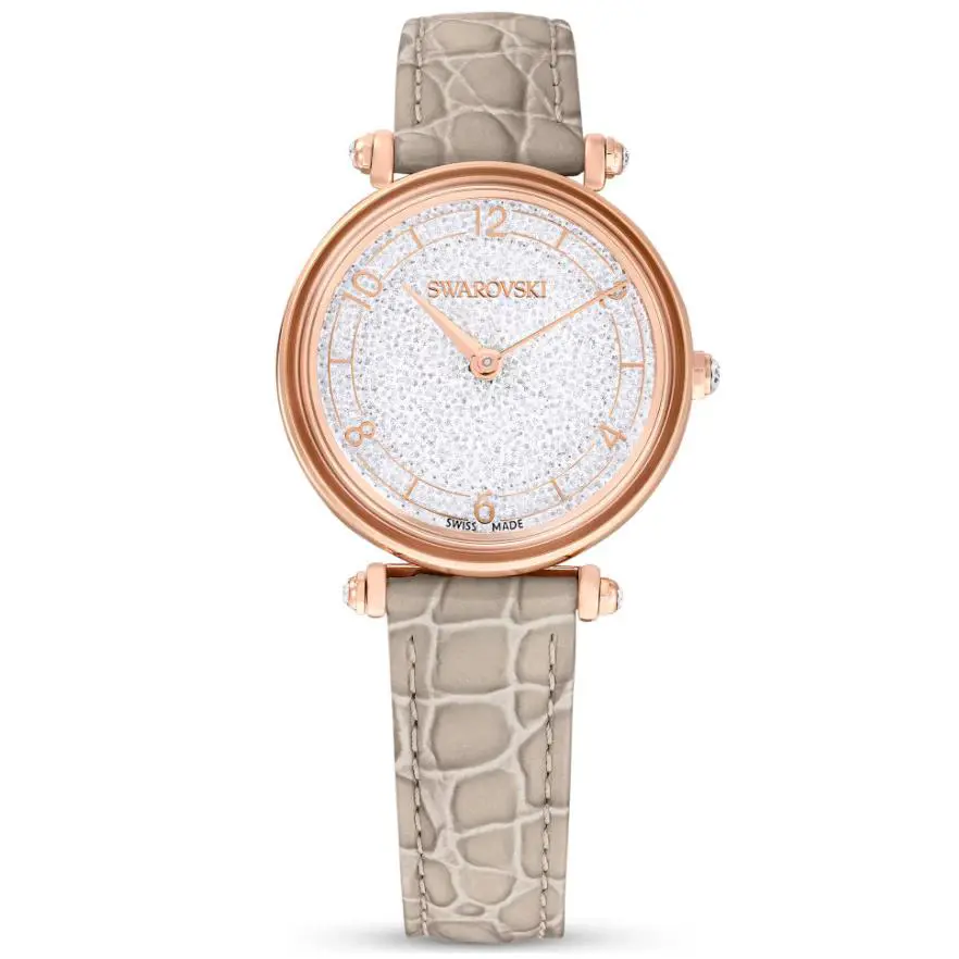 Swarovski Crystalline Watch Swiss Made Beige Leather Rose Gold-tone 5656899