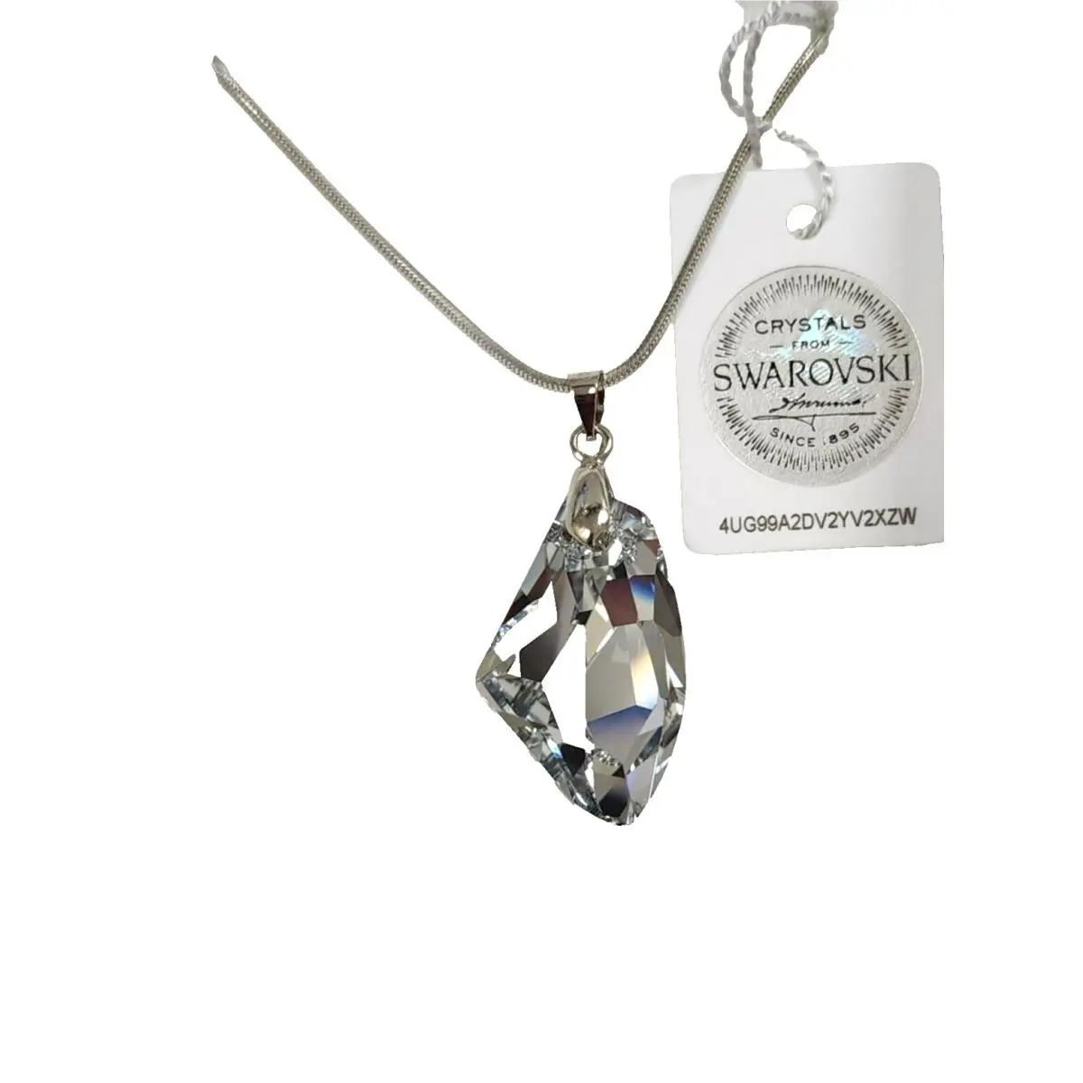 Marea Gray Swarovski Crystal Irregular Shape Silver Chain Necklace-czech
