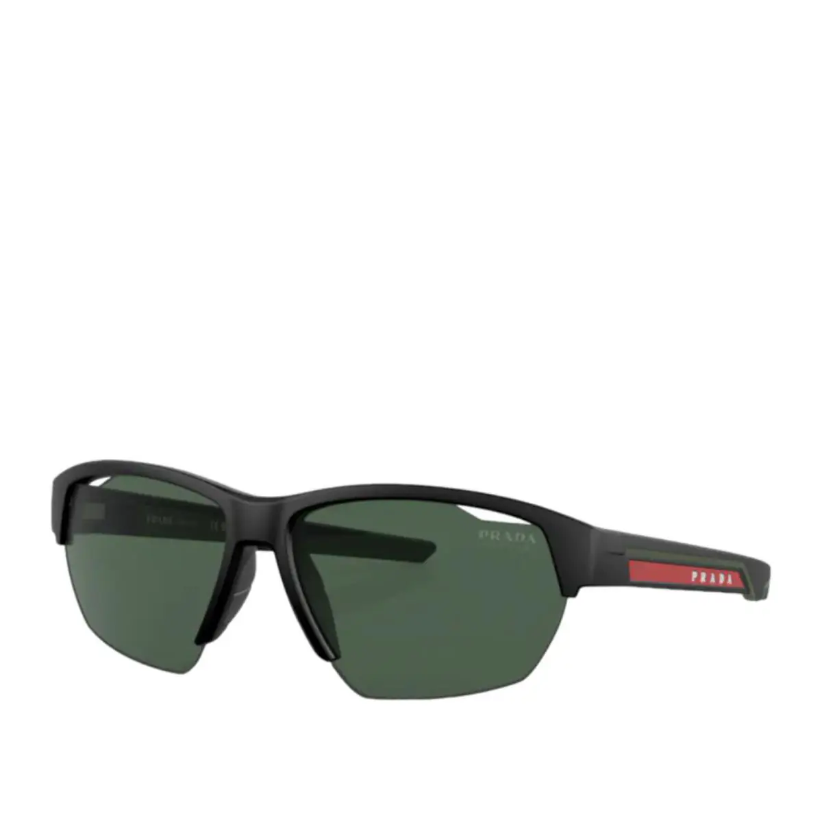 Prada Linea Rossa 0PS 03YS 18G06U Matte Black Sunglasses Size 64-15-140 - Frame: Black, Lens: Green