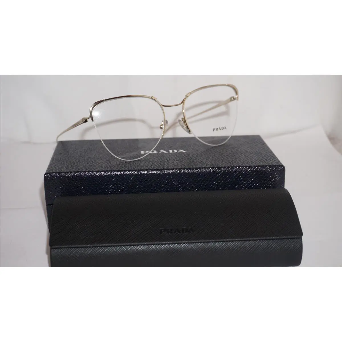 Prada Eyeglasses Gold Half Rim PR 60UV ZVN1O1 53 19 140