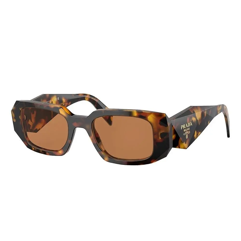 Prada PR 17WSF VAU2Z1 Honey Tortoise Plastic Rectangle Sunglasses Brown Lens