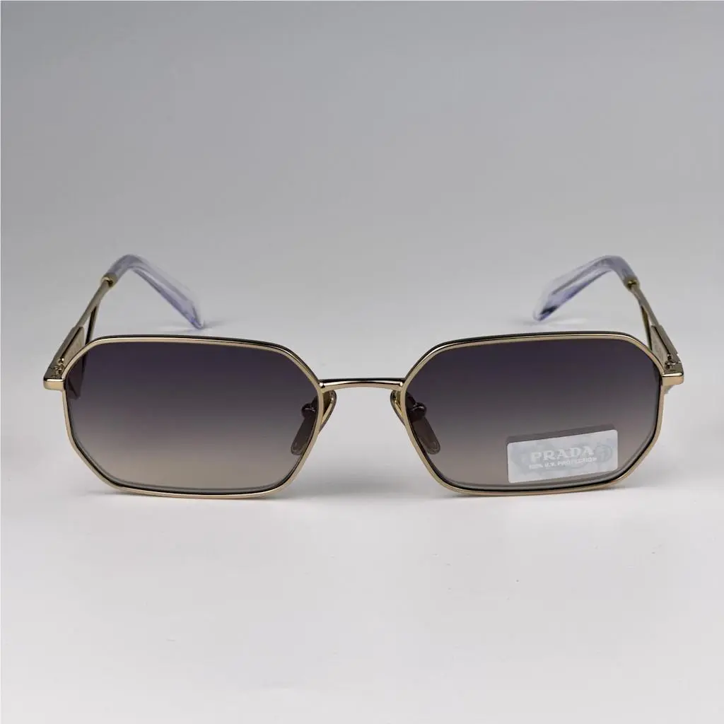 Prada Men Sunglasses Gold Gradient Blue Mirror Geometric PRA51S ZVN30C