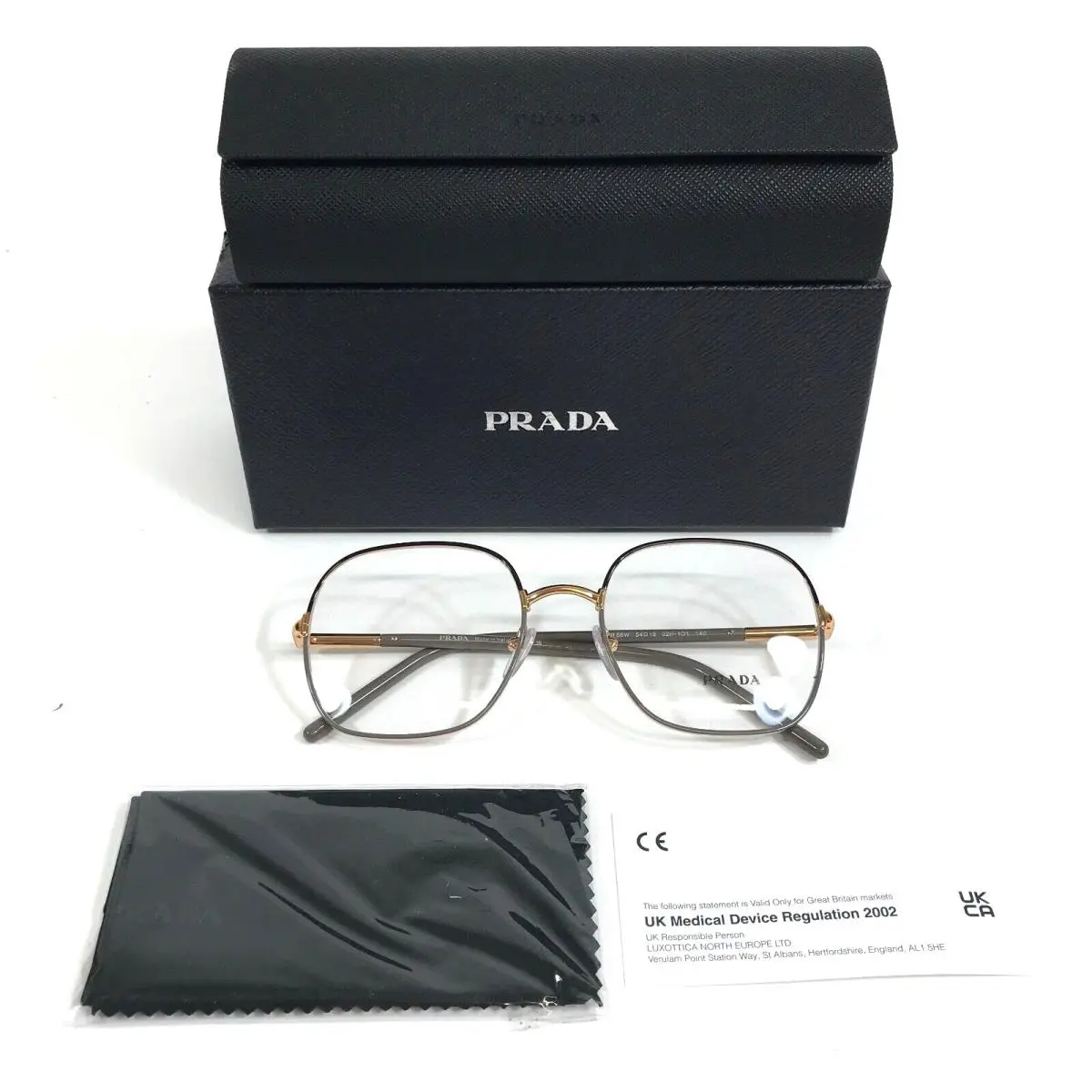 Eyeglasses Frames VPR56W 02H-1O1 Rose Gold Black Square Wire Rim 54-19-140 by Prada