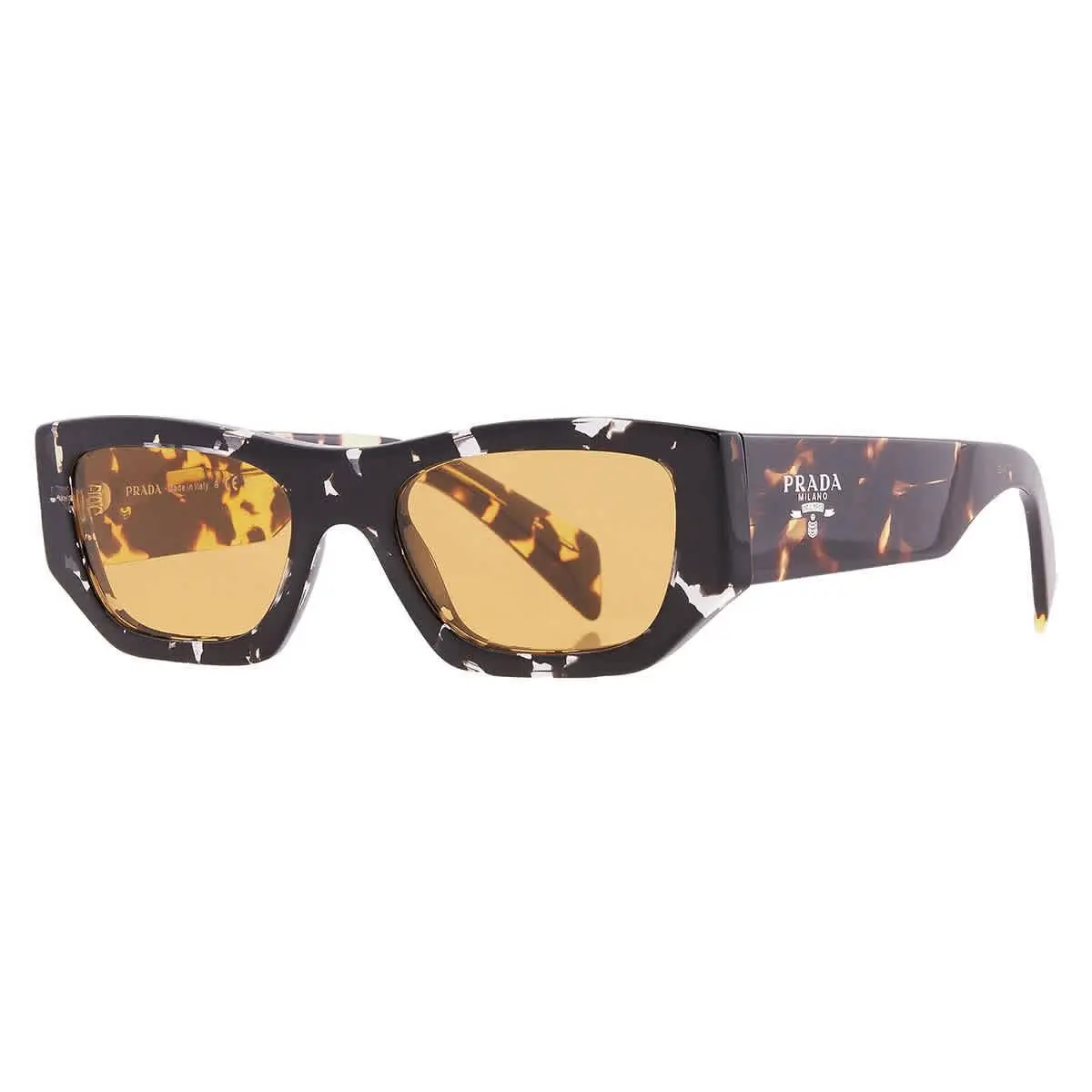 Yellow Rectangular Unisex Sunglasses PR A01S 15O10C 53 PR A01S 15O10C 53 by Prada