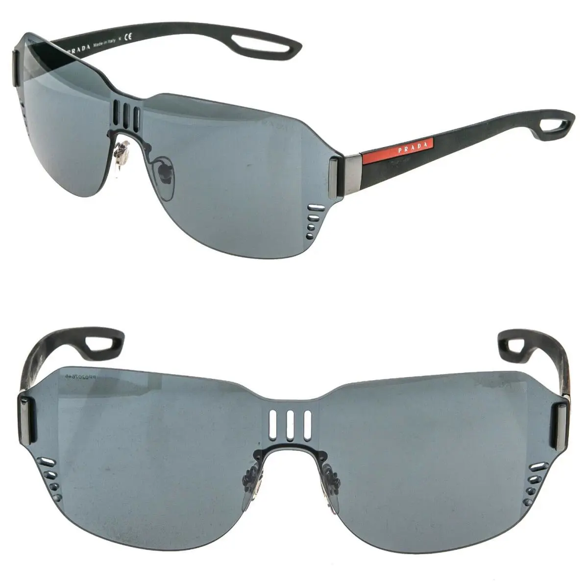 Prada Linea Rossa Sport 05S Rubber Black Mask Mirror Unisex Sunglasses PS05SS