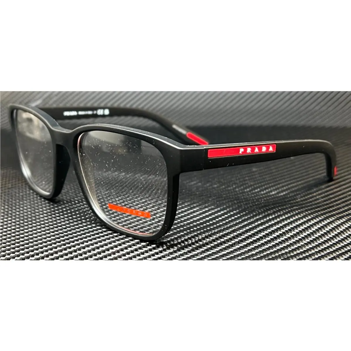 Prada Linea Rossa PS 06PV DG01O1 Black Rubber Men`s 55 mm Eyeglasses
