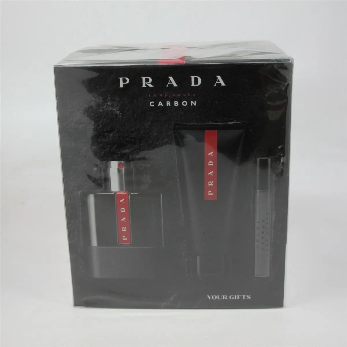 Luna Rossa Carbon by Prada 3 Pcs Set: 3.4 oz 0.34 oz Edt Spray 3.4 oz S/g