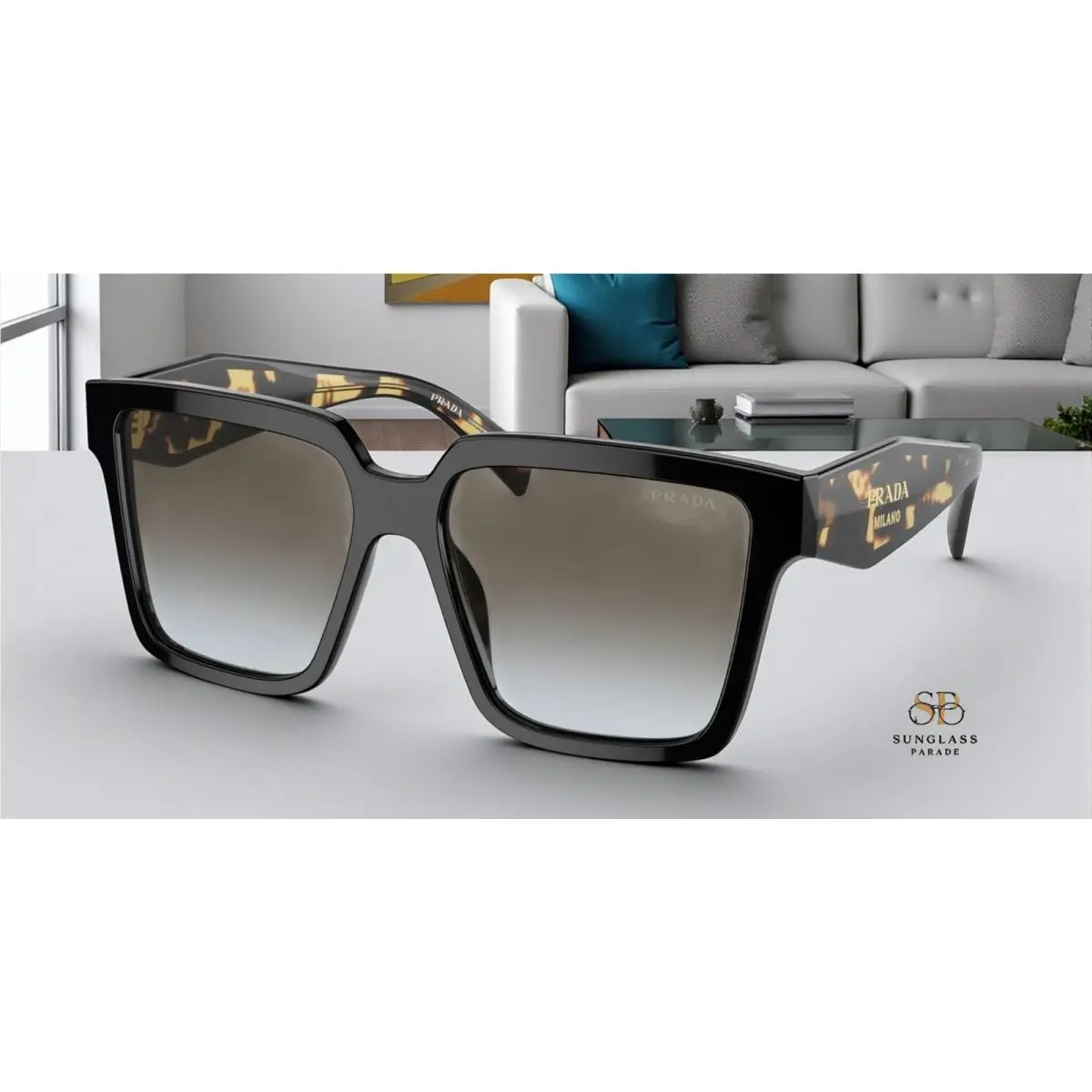 PR 24ZS 1AB0A7 Black Grey Gradient 56 mm Women`s Sunglasses by Prada