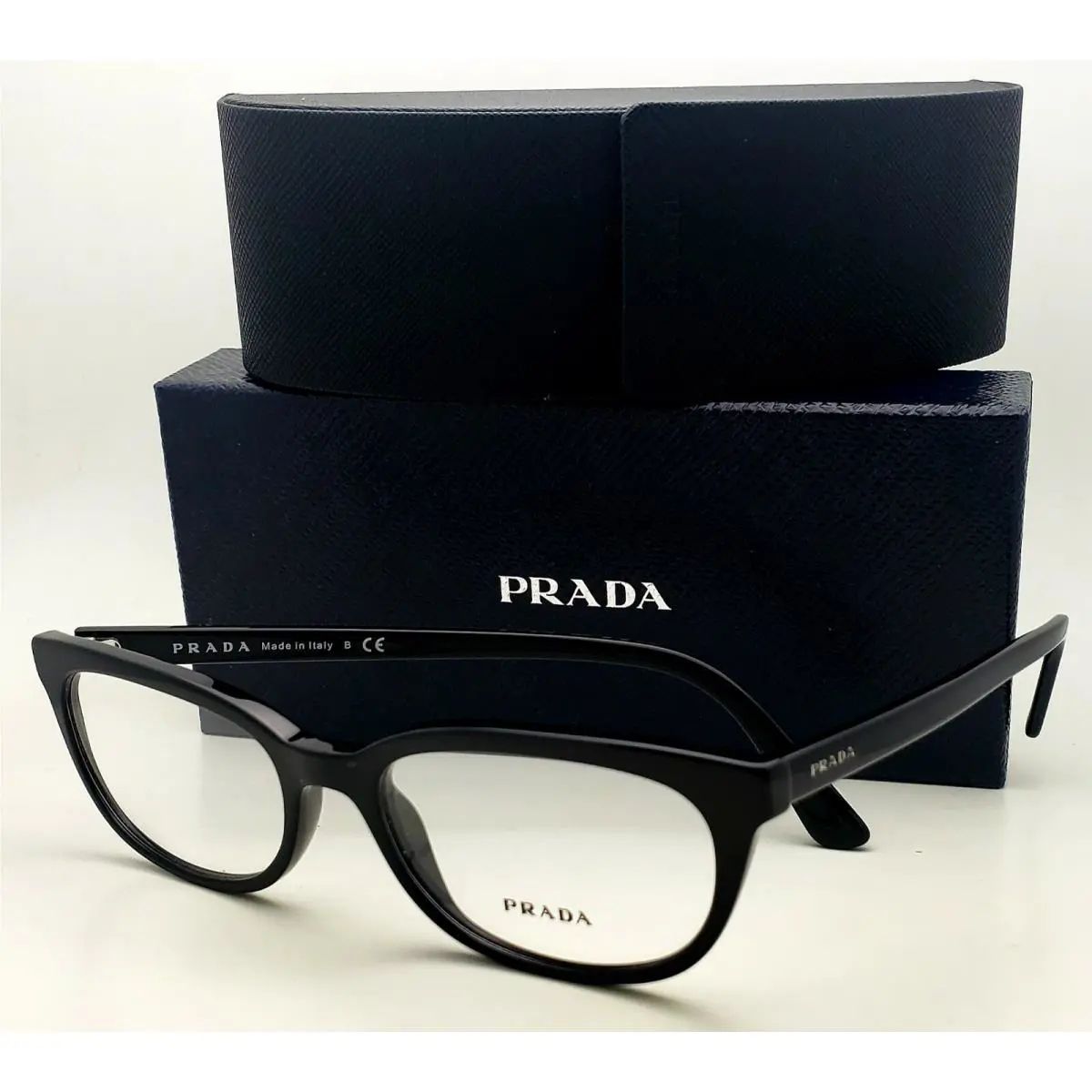 Rx-able Prada Eyeglasses Vpr 13V 1AB-1O1 53-17 145 Shiny Black Cat-eye Frame