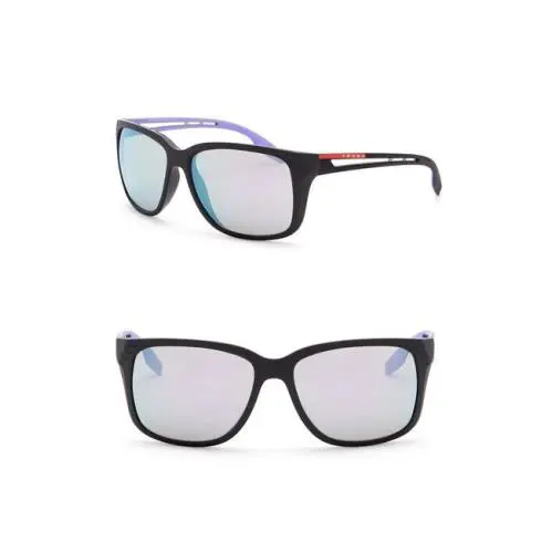 Prada Linea Rossa PS03TS Black Purple Rubber Mirror Sport Sunglasses Unisex