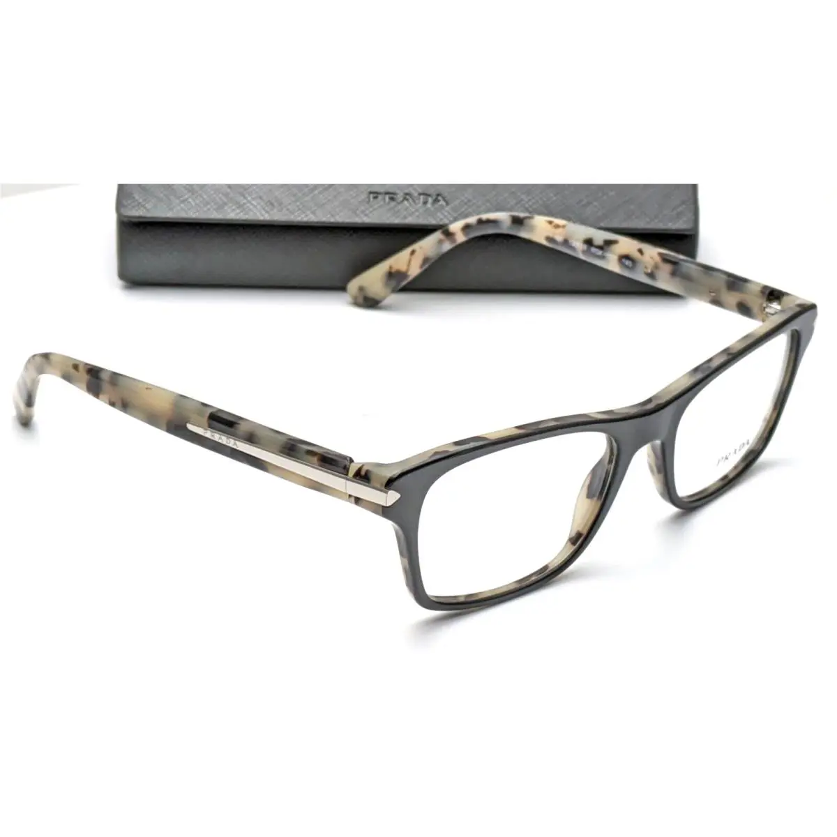 Prada VPR16S ROK-1O1 Rectangle Black Tortoise Womens Eyeglasses 52mm