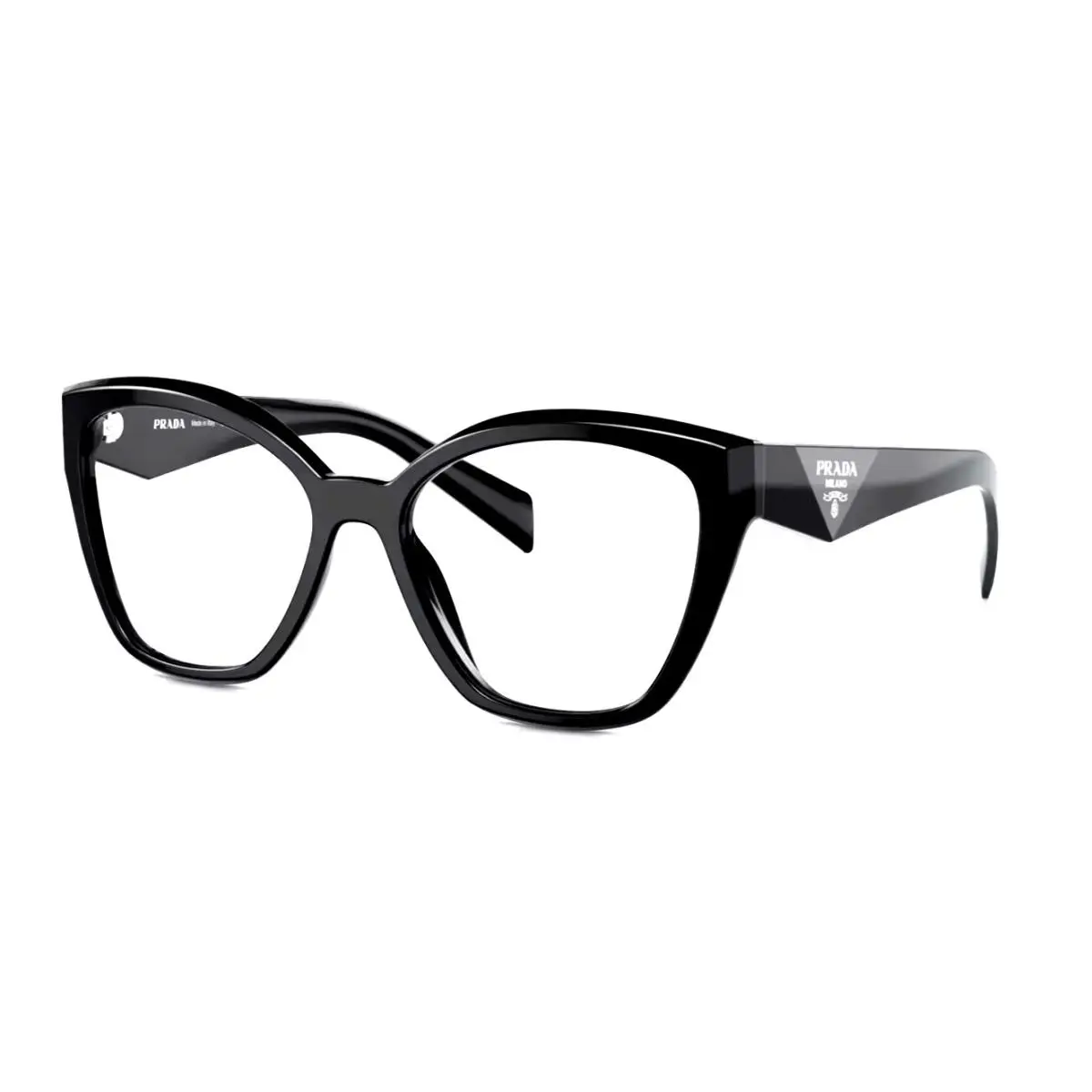 Prada Cat-eye Eyeglasses Vpr 20Z 16K-1O1 54-17 145 Large Shiny Black Frames